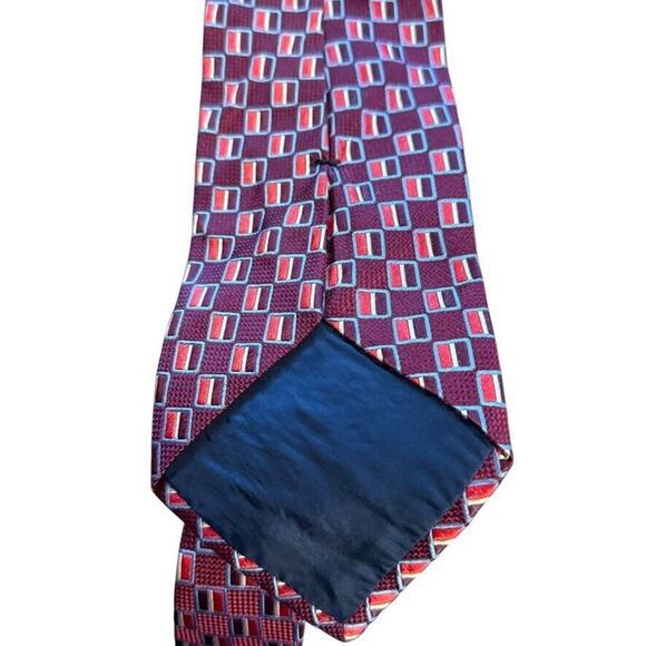 Jos A Bank Joseph Mens Silk Dark Red Textured Neck Tie 3.5" x 62" XL Extra Long - Picture 8 of 10